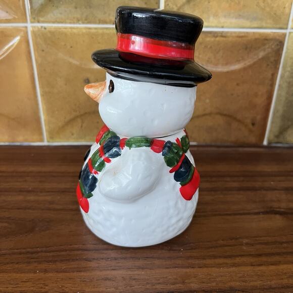 Vintage Snowman with Top Hat Salt & Pepper Shakers Stacking - Picture 6 of 11